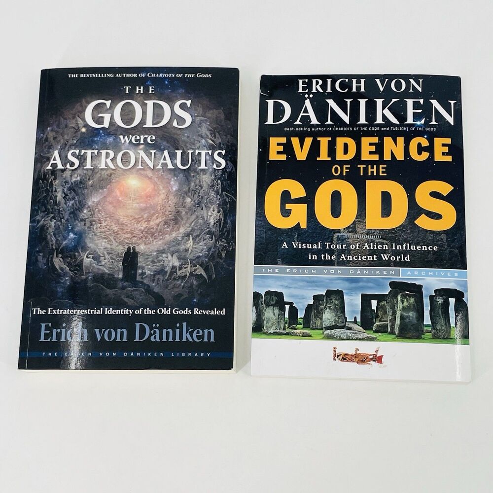 Erich Von Daniken 2 Book Lot Gods Were Astronauts Evidence of the Gods SciFi PB
